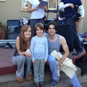 Aiden on the set of the feature film The Time Being with Ahna O'Reilly & Wes Bentley.