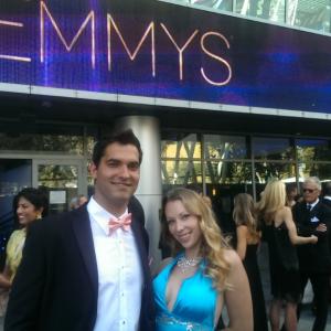 Mikel Beaukel and Jennifer Day at The 66th Emmy Awards 2014