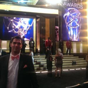 MIKEL Beaukel on the Emmy NBC floor before telecasts.