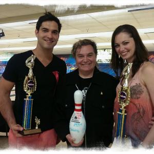 2014 Celebrity Bowling winning Stars Mikel Beaukel & Jenna McCombie with their Manager Pierre Patrick.