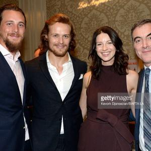 Actors Ben Robson Sam Heughan Caitriona Balfe and James Nesbitt attend the BAFTA Los Angeles Tea Party at The Four Seasons Hotel Los Angeles At Beverly Hills