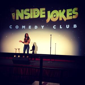 Performing stand-up comedy at the Chinese Theatre