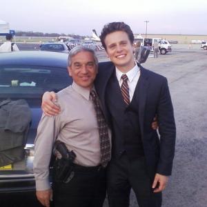 With Jonathan Groff on the set of Boss starring Kelsey Grammer