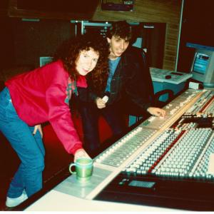 Trish Long Sahara with sound engineer Rodney in Metropolis Studios Melbourne mid nineties