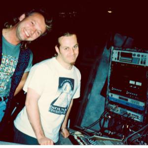 Dave Long Sahara with sound engineer Andrew in Metropolis Studios Melbourne  mid nineties
