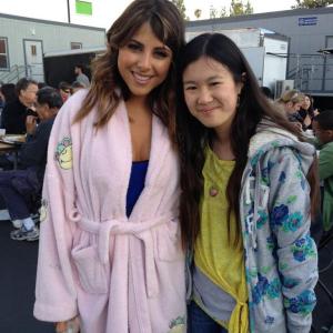 Actress Tina Q Nguyen and actress Daniella Monet on the set of Nickelodeons Victorious