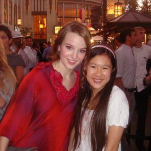Tina Q Nguyen with actress Kay Panabaker at the premiere of Fame at the Grove.