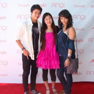 Tina Q Nguyen with actor/singer Booboo Stewart and actress/singer Fivel Stewart at an event for Mothers' Day at AnQi in South Coast Plaza.