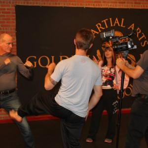 As a celebrity guest at Cynthia Rothrock's fight choreography seminar in Brentwood at the Golden Dragon School.