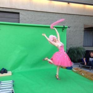 Christina Myers on set for a stop-motion commercial project