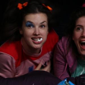 Still of Christina Myers and Meredith Riley Stewart in the AutcorrectFU sketch, Who's Your Daddy?!