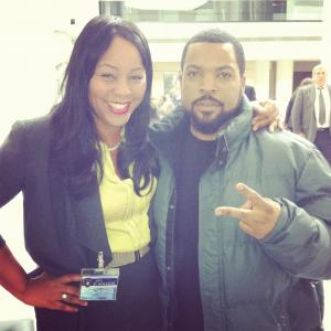 Kerri and Cube on the set of Ride Along