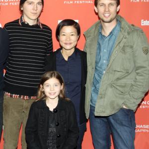 Shay with costars Paul Dano and John Heder as well as the writer and director So Yong Kim at the premier of For Ellen at the Sundance film festival 2012