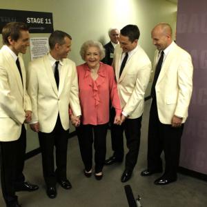 The Tonight Show with Jay Leno (Episode# 19.103). March 1, 2011. Backstage with Brian Beacock, Andy Steinlen, Betty White, Mark Smith, and Billy Lambrinides.
