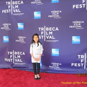 On the red carpet for the premiere of Teacher of the Year at Tribeca Film Festival April 2012
