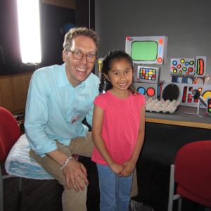 With director Graham, on set of Scholastic video shoot - June 2012
