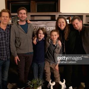 The cast of COP CAR with director JON WATTS at Variety Studio SUNDANCE 2015. L to R: Kevin Bacon, Jon Watts, Hays Wellford, James Freedson Jackson, Camryn Manheim and Shea Whigham