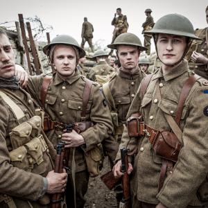 Our World War Pictured left to right Michael Socha Lewis Reeves Bobby Schofield and Luke Tittenson
