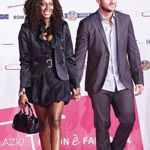 Tiziano Cella right and Sylvie Lubamba left on the Pink Carpet during the Rome Fiction Fest 2012