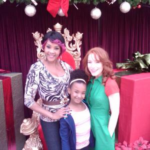 Vivica A foxMaria Thayer and Nay Nay Kirby on set of Annie Claus