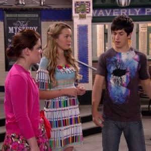 Still of Jennifer Stone David Henrie and Bridgit Mendler in Wizards of Waverly Place 2007