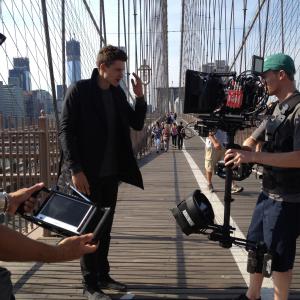 Commercial shoot on the Brooklyn Bridge