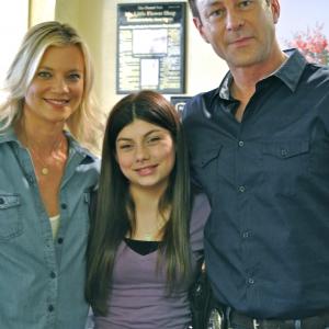 Cassidy Mack Amy Smart  Grant Bowler on the set of Zoey to the Max