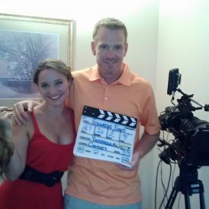 On set of Sinking Sand between takes Nicole Kovacs and Jim E. Chandler