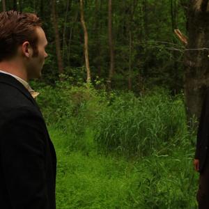 John Gerner (right) as the Local Man with the young Robert Frost (Zach Paul Brown) in 