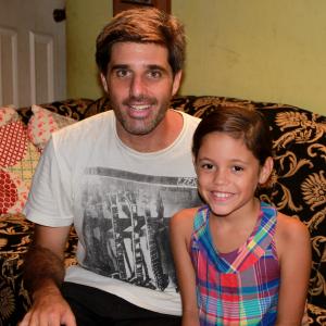 Jenna with director Juan Feldman while filming The Librarian in Costa Rica