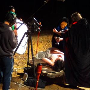 on set for the project the disturbers of darkness