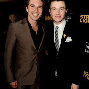 Roberto Aguire and Chris Colfer at LA premiere of Struck By Lightning