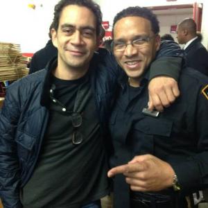 Carl Ducena on set w Jose Zuniga carlducena actor nyc policeofficercarl owntherooment taxiBrooklyn