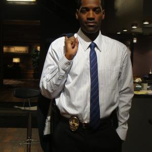As Detective Brewer on the set of Drop Dead Diva