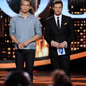 Ryan Seacrest and DeAndre Brackensick at event of American Idol: The Search for a Superstar (2002)