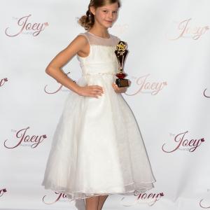 Peyton Kennedy at the inaugural Joey Awards on November 16 2014 winner of Best Young Actress in a Feature Film Principal or Supporting Role