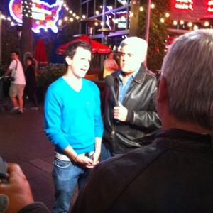 Being interviewed by Jay Leno.