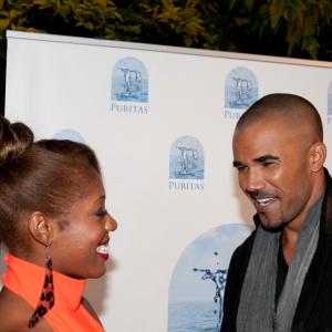 Tysha Williams interviewing Shemar Moore, Criminal Minds at the Denim and Diamonds Benefit for Autism