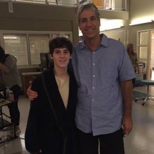 William Leon with Director Rob Corn on the set of Greys Anatomy