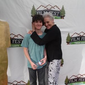 William Leon with Lee Meriwether both representing The Curse Of The UnKissable Kid at the Twain Harte Film Festival
