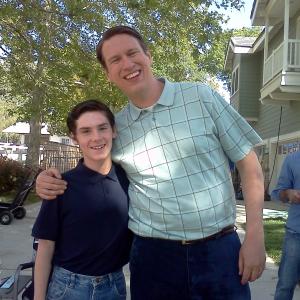 William Leon with Pete Holmes on the set of the Pete Holmes Show