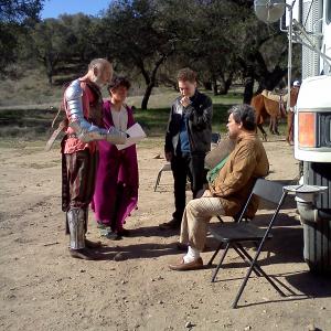 William Leon collaborating with Carmen Argenziano Luis Guzman and Director David Beier on the set of Don Quixote