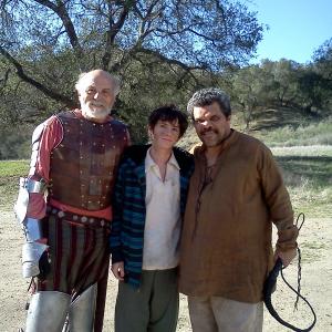 William Leon on the set of Don Quixote with Luis Guzman and Carmen Argenziano