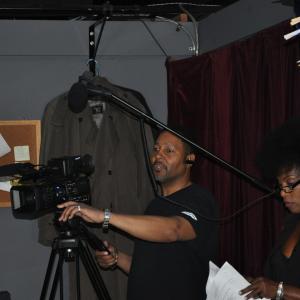 Directing on set.