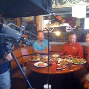 Pat Horton and Kevo Meyer on the set at Earl's Rib Palace, Gameday with Rex and Kevo.