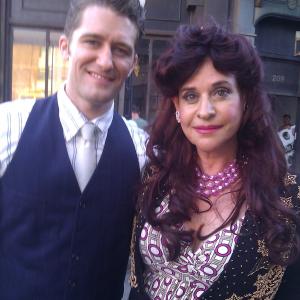 One the set of Glee with Matthew Morrison