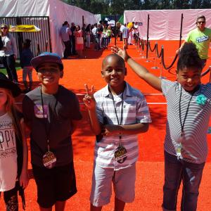 Brayden and his friends on the Nickelodeon Orange Carpet for the Kids Choice Sports Awards 2015