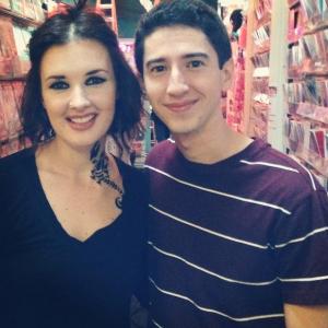 Meredith Riley Stewart and Brendan Calton on the set of Dont Tell My Mom 2014