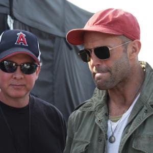 Creighton Rothenberger and Jason Statham during filming of The Expendables 3  Varna Bulgaria 2013