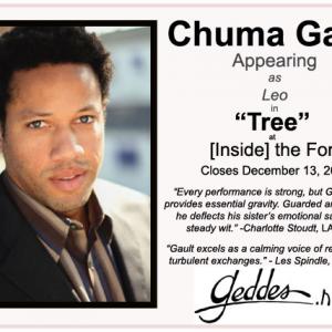 Chuma Gault in TREE. Chuma has critically successful turn in a play about family and identity.